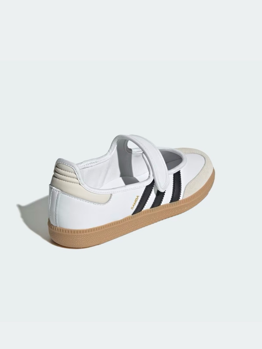 adidas Samba White Mary-Jane Sneaker with Black Stripes Gum Sole. NWT. Size 8.5 - Picture 5 of 13